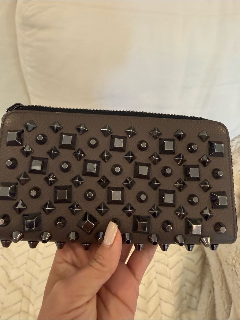 Christian Louboutin Panettone Spiked Leather Wallet NEW + COA - Picture 4 of 8